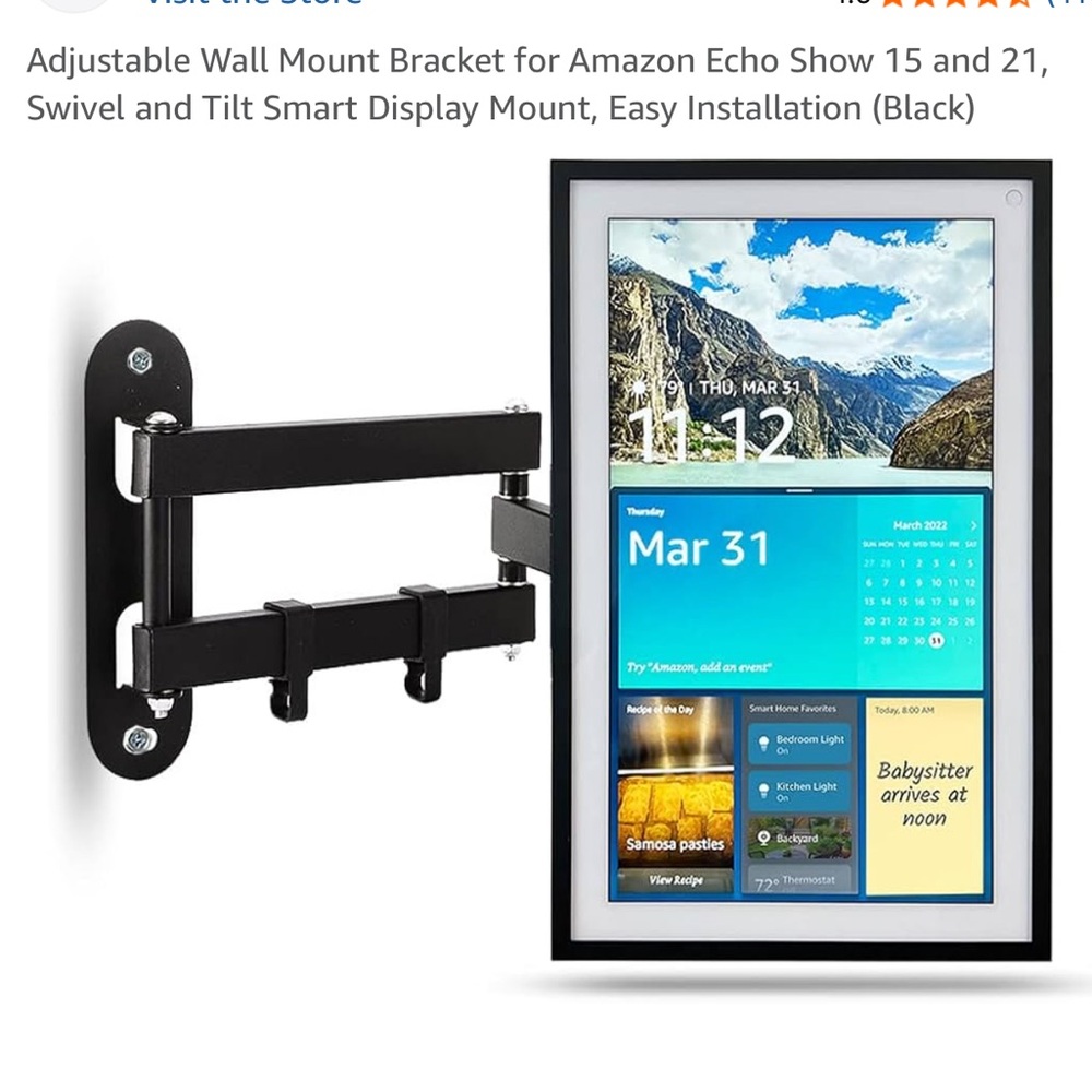 Adjustable Black Wall Mount Bracket for Amazon Echo Show